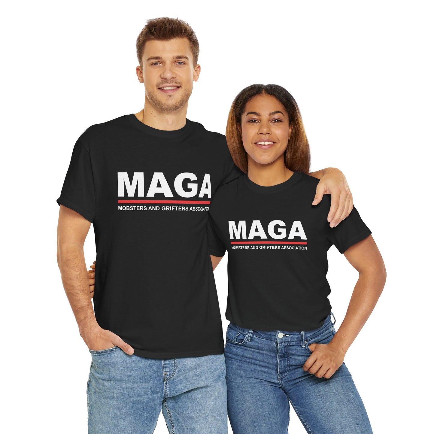 MAGA: Mobsters And Grifters Association Unisex Tee Shirt Black Pair